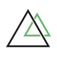 dos triángulos línea icono verde y negro vector