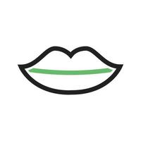 Lips Line Green and Black Icon vector