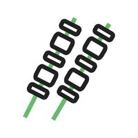 línea de palo de barbacoa icono verde y negro vector