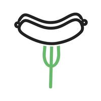 Hot Dog Line Green and Black Icon vector