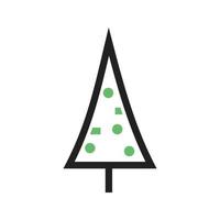 Tree in Snow Line Green and Black Icon vector