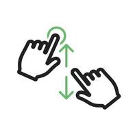 Tap and Scroll Line Green and Black Icon vector