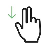 Two Fingers Down Line Green and Black Icon vector