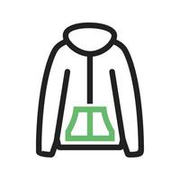 línea de chaqueta cálida icono verde y negro vector