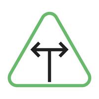 T - Intersection Line Green and Black Icon vector
