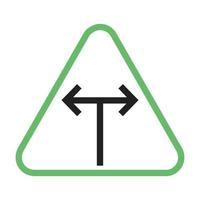 T - Intersection Line Green and Black Icon vector