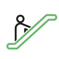 Escalator Line Green and Black Icon vector