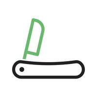 Straight Razor I Line Green and Black Icon vector