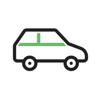 línea de coche ecológica icono verde y negro vector