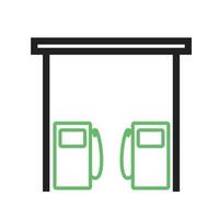 línea de la estación de combustible icono verde y negro vector