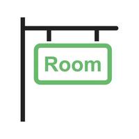 Rooms Sign Line Green and Black Icon vector