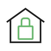 línea de casa segura icono verde y negro vector