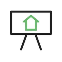 Drawing of House Line Green and Black Icon vector