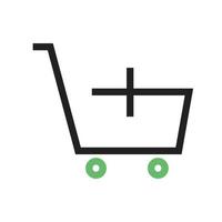 Add Shopping Cart Line Green and Black Icon vector