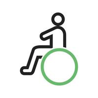 Sitting on wheelchair Line Green and Black Icon vector