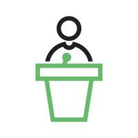 Speaking on podium Line Green and Black Icon vector