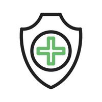 Shield Line Green and Black Icon vector