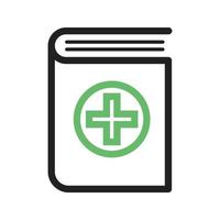 Medical Book Line Green and Black Icon vector