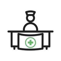 línea de recepción del hospital icono verde y negro vector