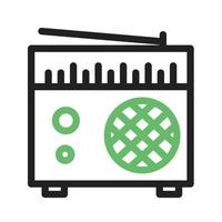 vieja línea de radio icono verde y negro vector