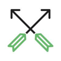 Two Arrows Line Green and Black Icon vector