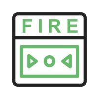 línea de alarma de incendio icono verde y negro vector