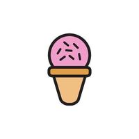 helado, icono de cono de hielo eps 10 vector