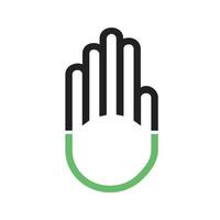 Hand Sign Line Green and Black Icon vector