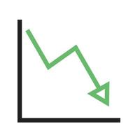 Declining Line Graph Line Green and Black Icon vector