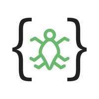 Bug in Code Line Green and Black Icon vector