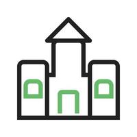 Castle Line Green and Black Icon vector