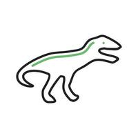 línea de dinosaurio icono verde y negro vector