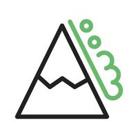 Snow Avalanche Line Green and Black Icon vector