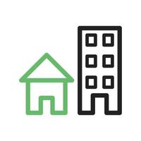 Cities Line Green and Black Icon vector