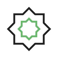 línea de estrella islámica icono verde y negro vector
