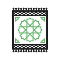 línea de alfombra icono verde y negro vector