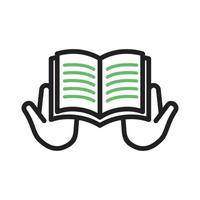 Reading Holy Book Line Green and Black Icon vector
