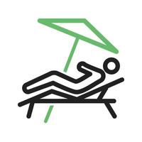 Resting on Beach Line Green and Black Icon vector