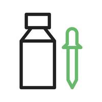 Bottle and Dropper Line Green and Black Icon vector