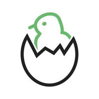 Hatched Egg Line Green and Black Icon vector