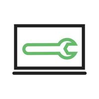 línea de configuración del portátil icono verde y negro vector