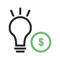 Convert Idea into Money Line Green and Black Icon vector
