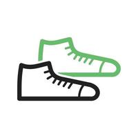 línea de zapatillas icono verde y negro vector