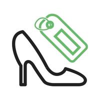 línea de compras de zapatos icono verde y negro vector