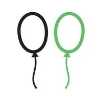 línea de globos icono verde y negro vector