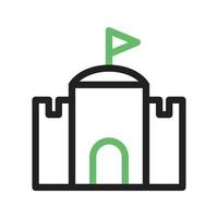 Castle with Flag Line Green and Black Icon vector