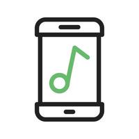línea de aplicación de música icono verde y negro vector
