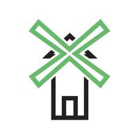 Windmill Line Green and Black Icon vector