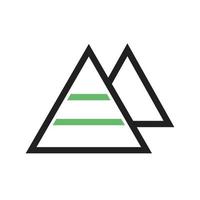 línea de pirámides icono verde y negro vector