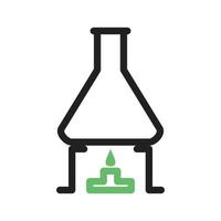 línea de experimento químico icono verde y negro vector